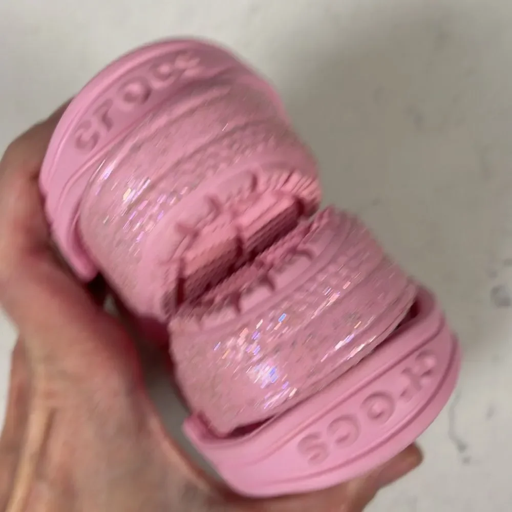 Crocs Littles Kids Pink Glitter Clogs - Pink Size 4 Unlined Glitter